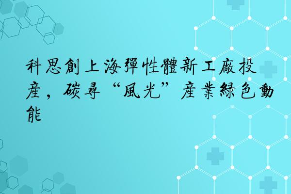科思创上海弹性体新工厂投产，碳寻“风光”产业绿色动能