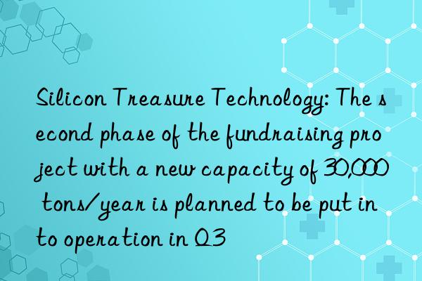 silicon treasure technology: the second phase of the fundraising project with a new capacity of 30,000 tons/year is planned to be put into operation in q3