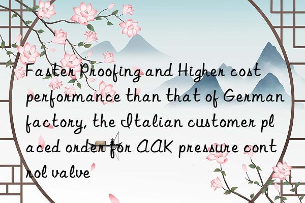 faster proofing and higher cost performance than that of german factory, the italian customer placed order for aak pressure control valve