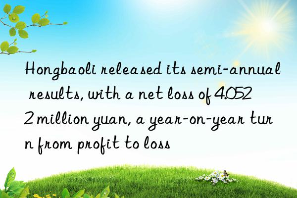 hongbaoli released its semi-annual results, with a net loss of 4.0522 million yuan, a year-on-year turn from profit to loss