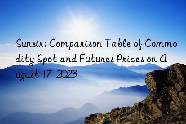sunsir: comparison table of commodity spot and futures prices on august 17  2023