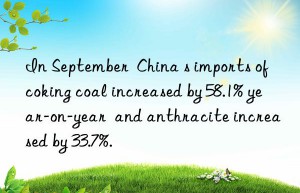 in september  china s imports of coking coal increased by 58.1% year-on-year  and anthracite increased by 33.7%.