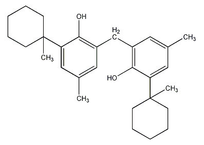 2,2'-methylenebis[4-methyl-6-(1-methyl  cyclohexyl)]phenol structural formula