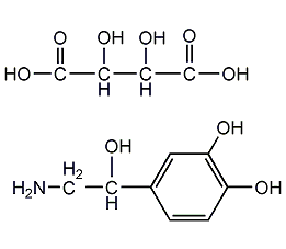 (-)-(r)-except epinephrine hydrogenated tartrate monohydrate structural formula